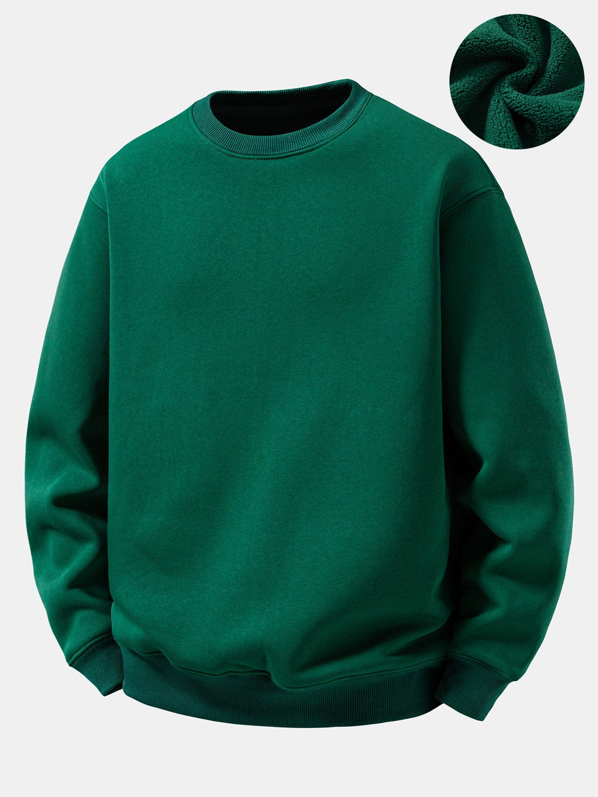 Basic Relaxed Fit Sherpa-Lined Sweatshirt