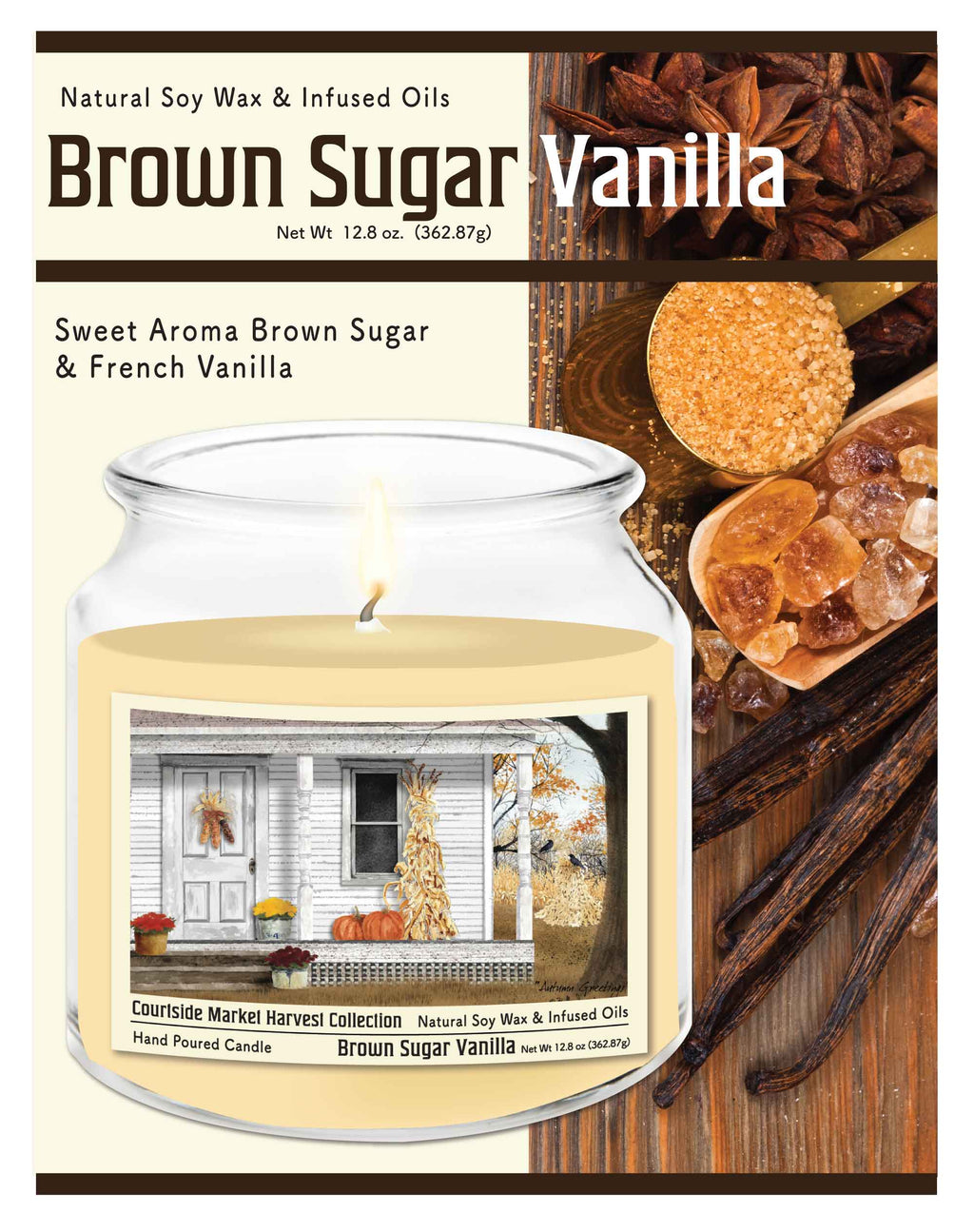 Autumn Porch 12.8 Oz Candle Glass Jar with Brushed Silver Metal Lid