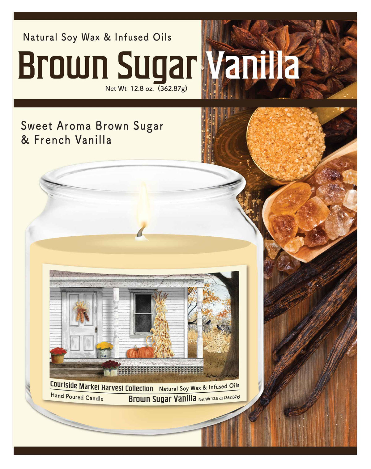 Autumn Porch 12.8 Oz Candle Glass Jar with Brushed Silver Metal Lid