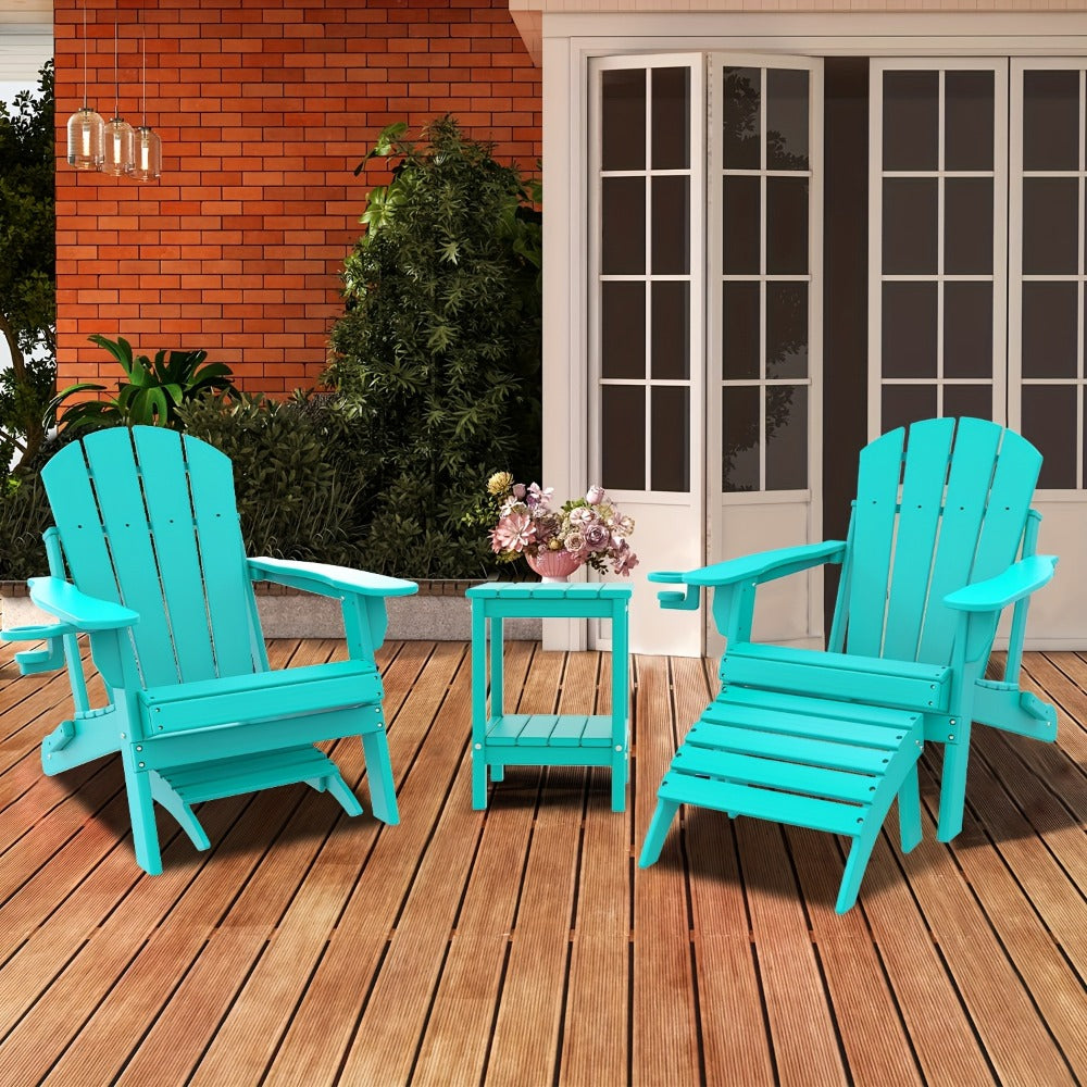 19.7-Inch HDPE Outdoor Ottoman with Footrest and Multiple Color Options for Patio