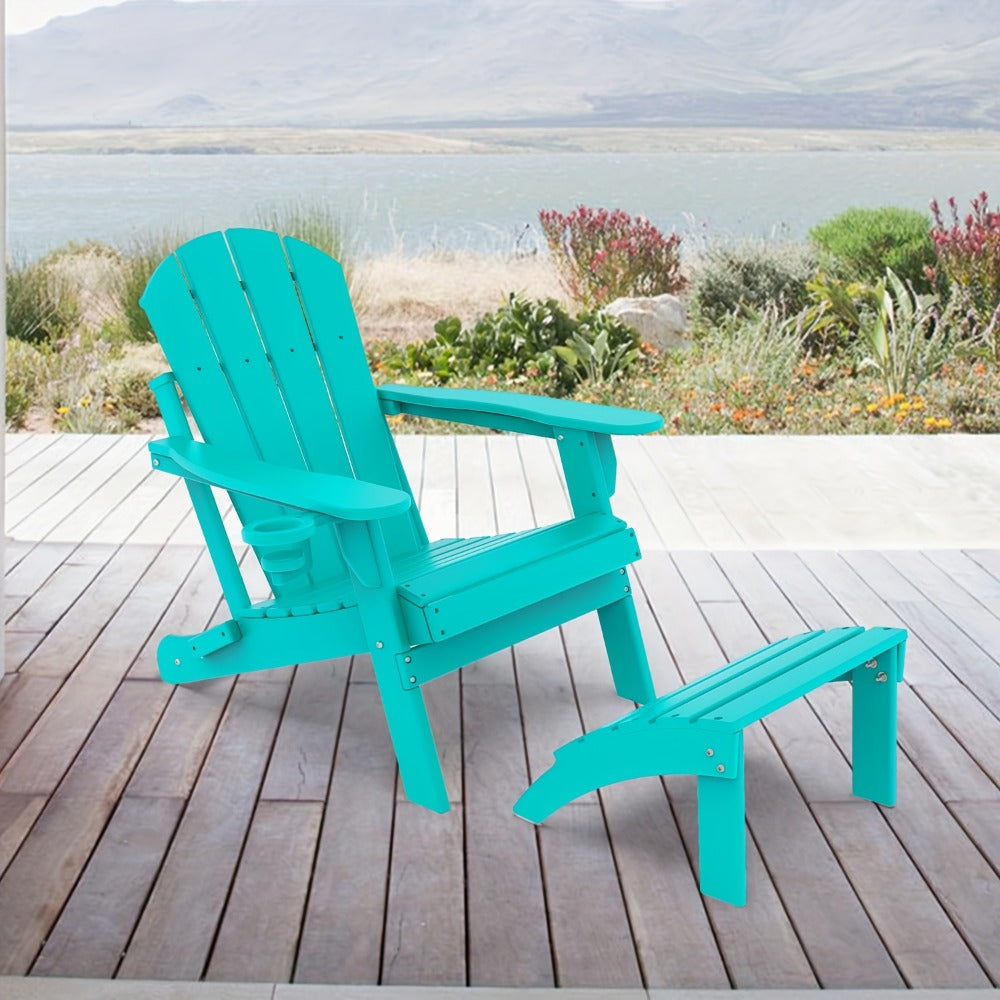 19.7-Inch HDPE Outdoor Ottoman with Footrest and Multiple Color Options for Patio