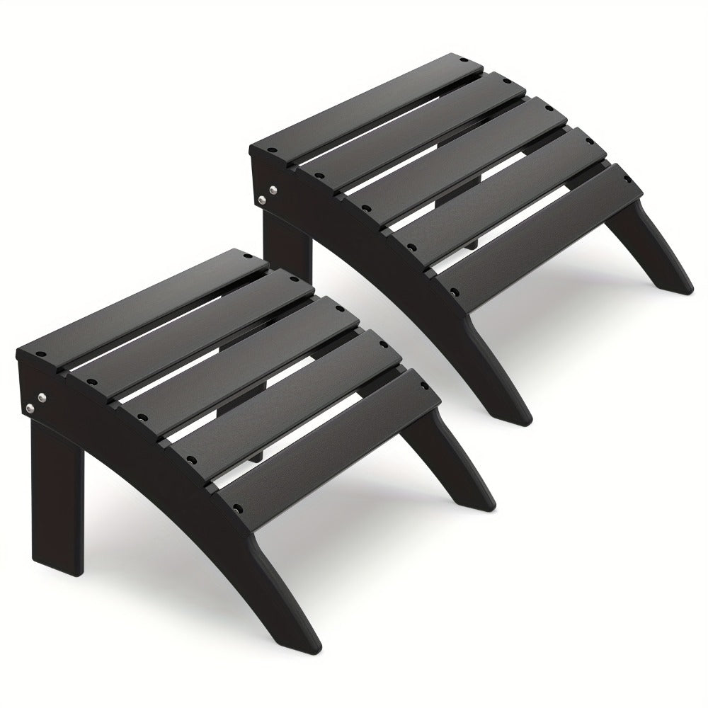19.7-Inch HDPE Outdoor Ottoman with Footrest and Multiple Color Options for Patio