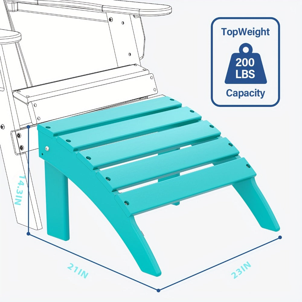 19.7-Inch HDPE Outdoor Ottoman with Footrest and Multiple Color Options for Patio