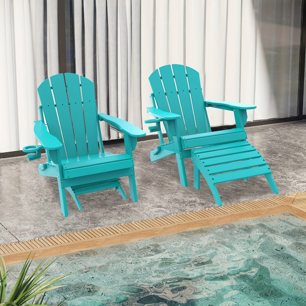 19.7-Inch HDPE Outdoor Ottoman with Footrest and Multiple Color Options for Patio