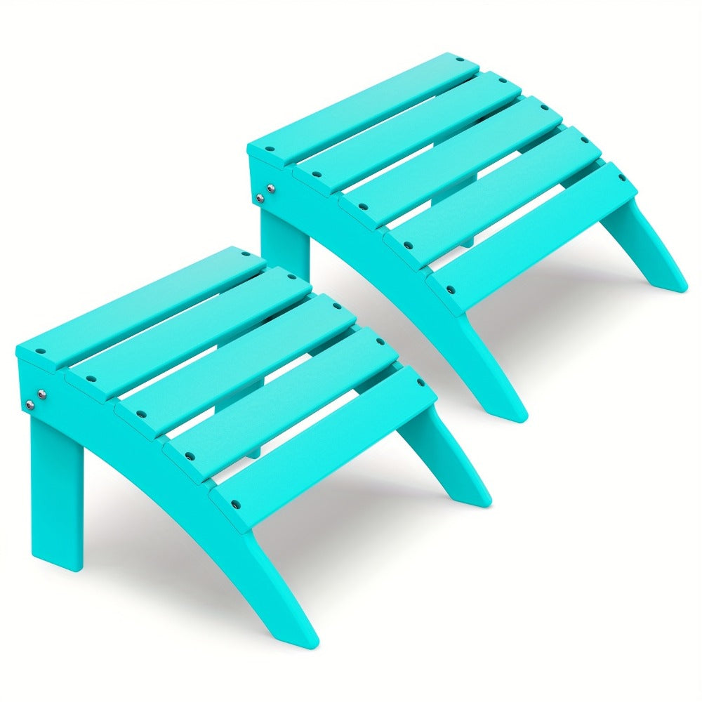 19.7-Inch HDPE Outdoor Ottoman with Footrest and Multiple Color Options for Patio