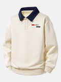 Relax Fit Paris Print Contrast Polo Sweatshirt