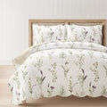Watercolor Wildflower Scallop Edge Floral 3 Piece Quilt Set