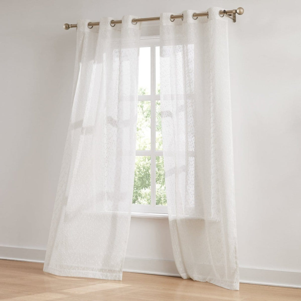 Aileen Textured Raindrop Sheer Window Curtain Panels