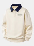 Relax Fit Milano Print Contrast Polo Sweatshirt