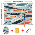 Printed Beach Mat with 19 Exact Size-and-Pattern Options, 198 x 205cm to 275 x 305cm with Stakes and Pouch