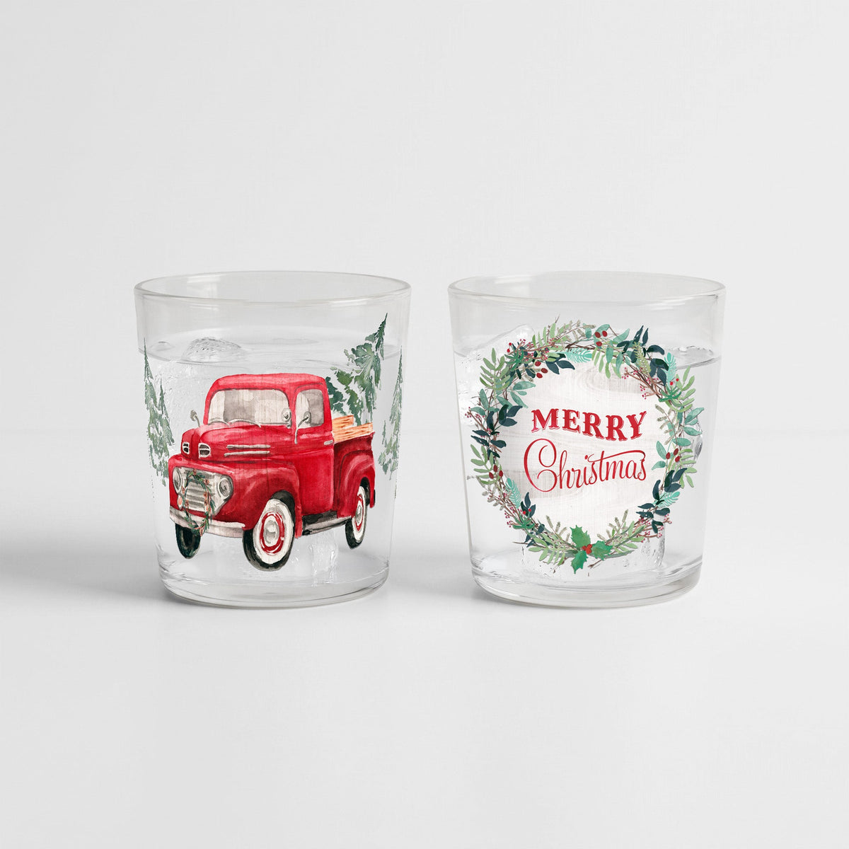 Merry Christmas - Balsam Fir and Peppermint 9.6oz Soy Wax Candle 2 Piece Set