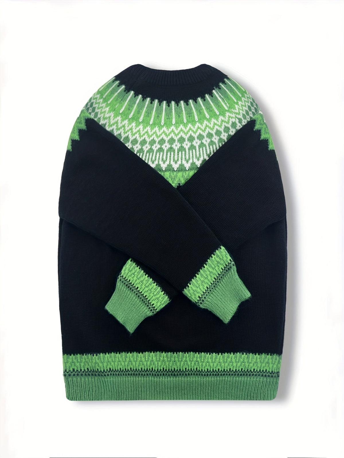 Sylvia | Grobstrick-Jacquardpullover mit Rundhalsausschnitt
