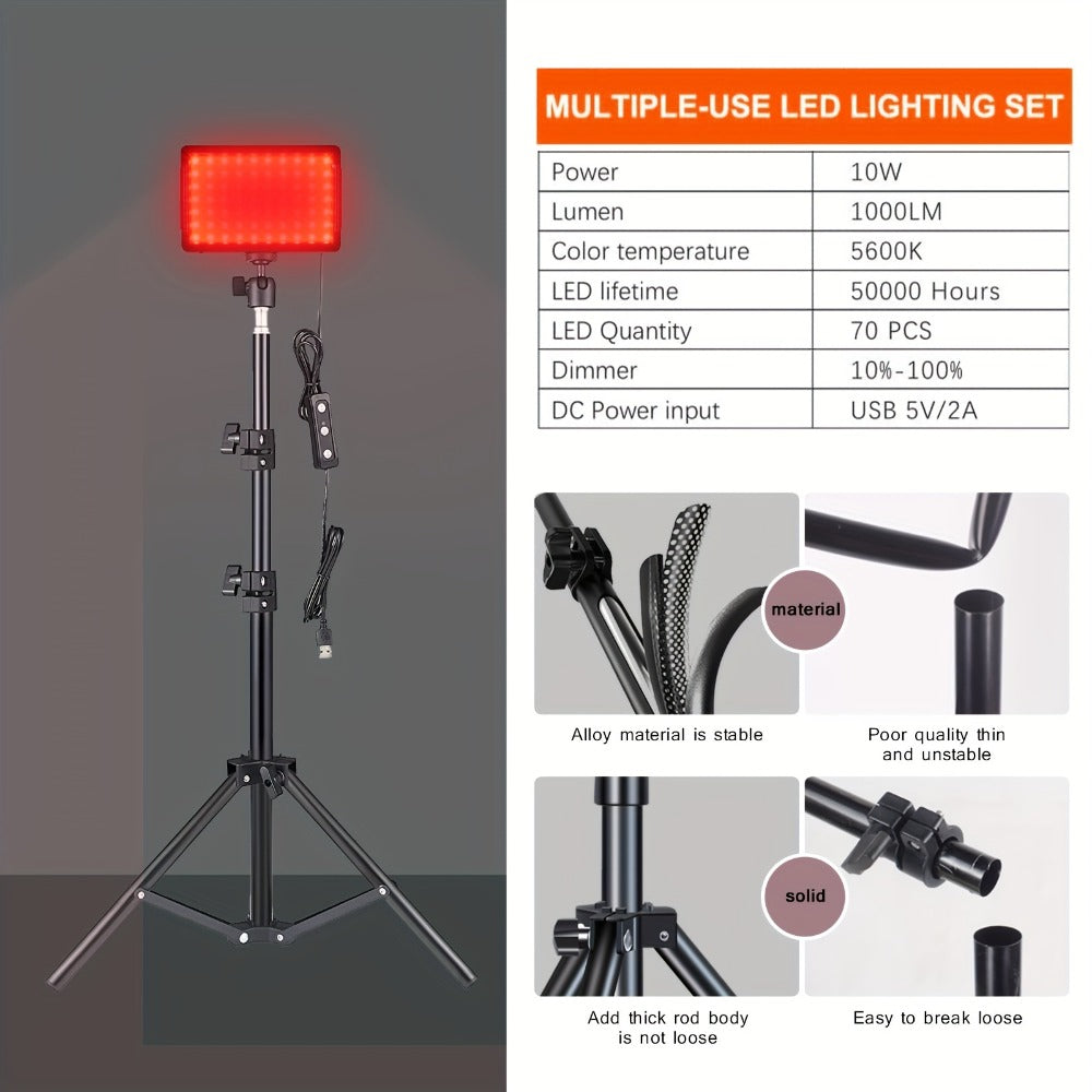 LED Video Light Panel 5600K Dimmable Photography Lighting Kit with Adjustable Tripod Stand for an Everyday Personal Care Routine