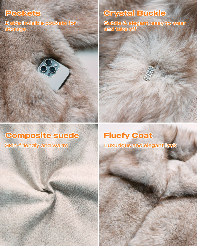 Turn-down Collar Long Sleeve Faux Fur Coat Jacket Casual Warm Fluffy Cropped Coat