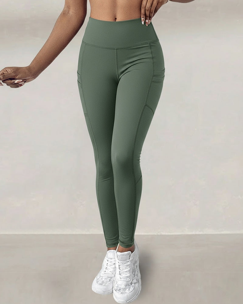 Winter Warme High-Waisted Sport-Leggings mit Bauch-weg-Effekt, Po-Lifting, ultraweich, thermogefüttert, Yoga-Hose, Damen-Sportbekleidung mit seitlichen Eingrifftaschen