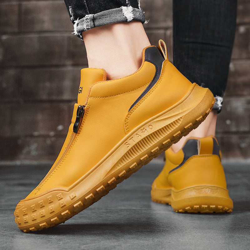 Men’s Low-Top Zipper Slip-On Board Shoes – Sporty & Casual Everyday Wear