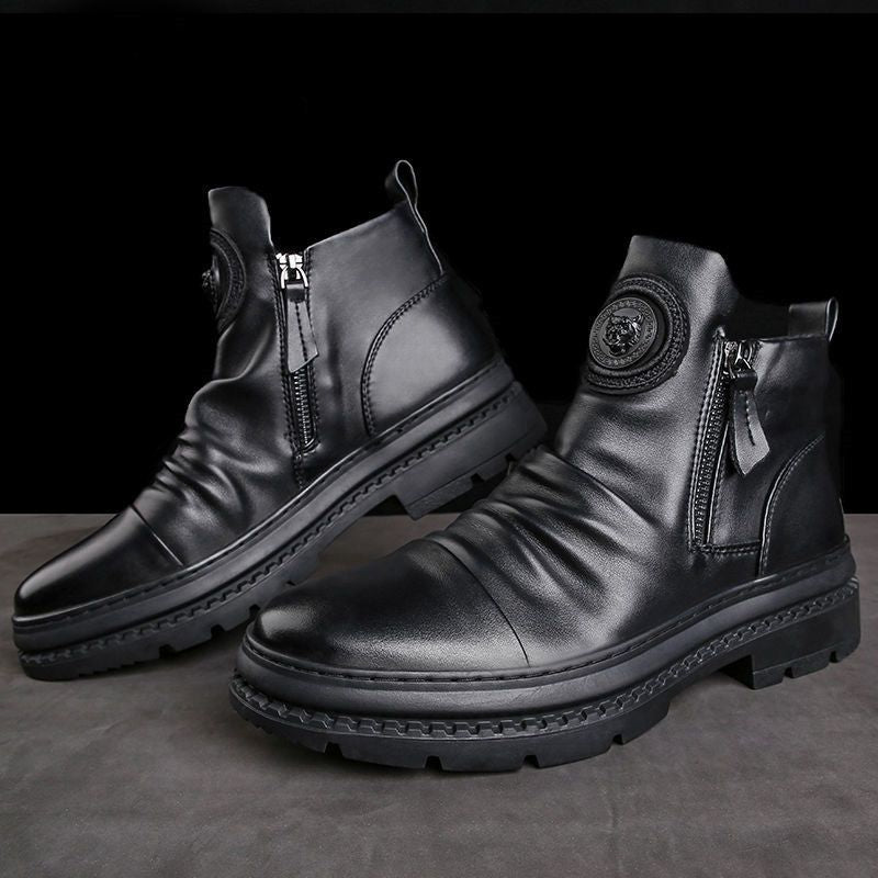 Lässige Herren-Reißverschluss-Martin-Boots im koreanischen Streetwear-Stil