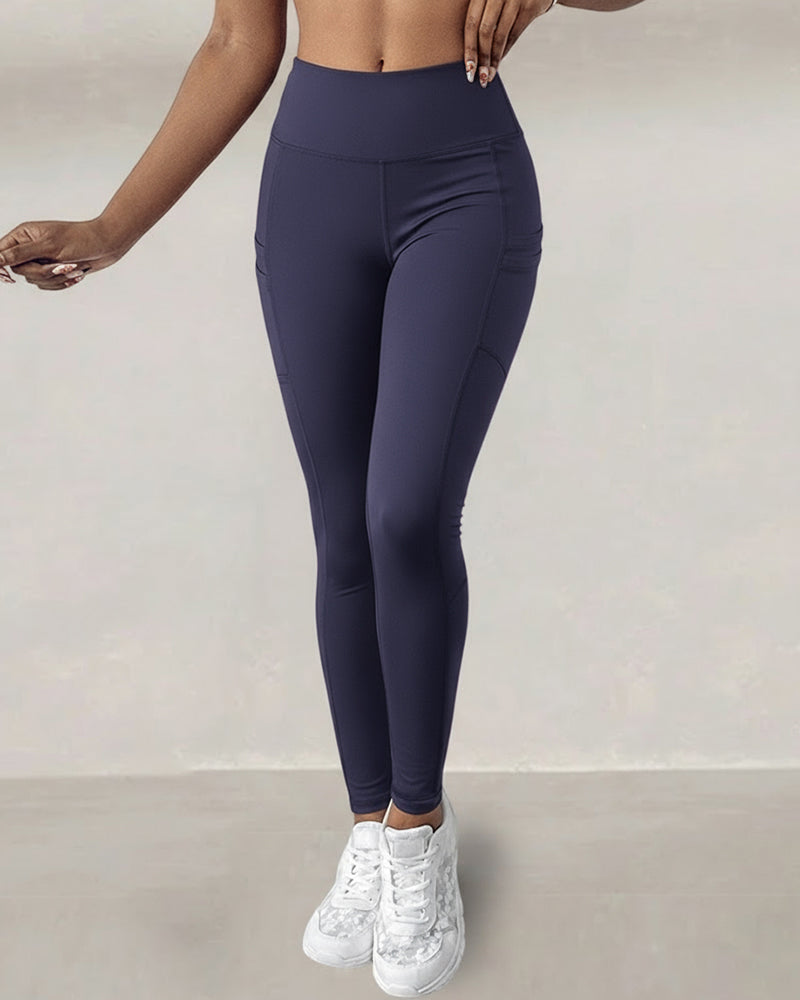Winter Warme High-Waisted Sport-Leggings mit Bauch-weg-Effekt, Po-Lifting, ultraweich, thermogefüttert, Yoga-Hose, Damen-Sportbekleidung mit seitlichen Eingrifftaschen