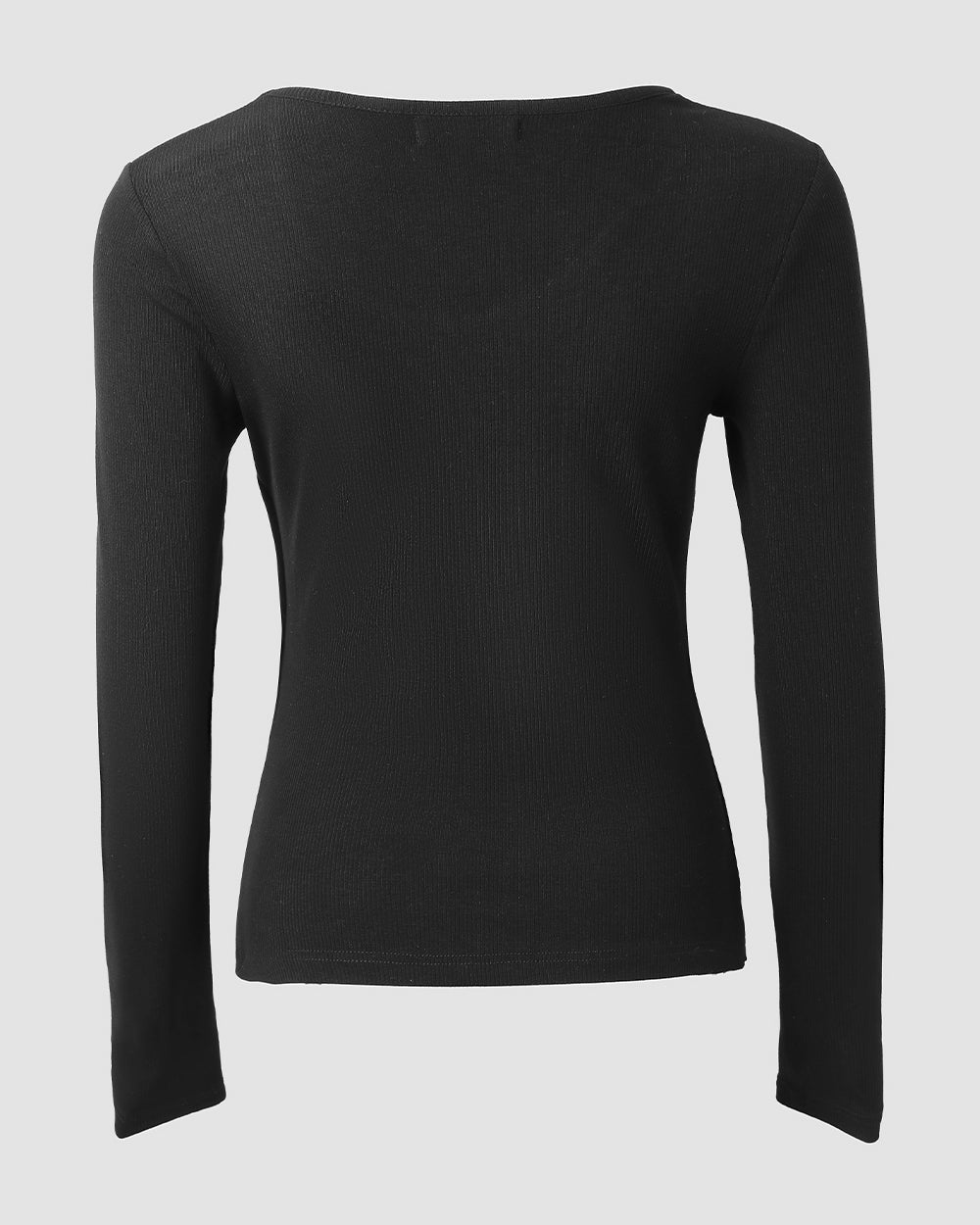 Women's Rhinestone Scoop Neck Long Sleeve Top Slim Fit Ribbed Knit Tee