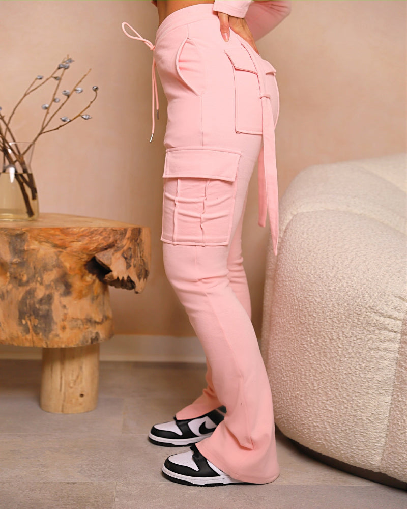 Drawstring Slit Pocket Design Sweatpants