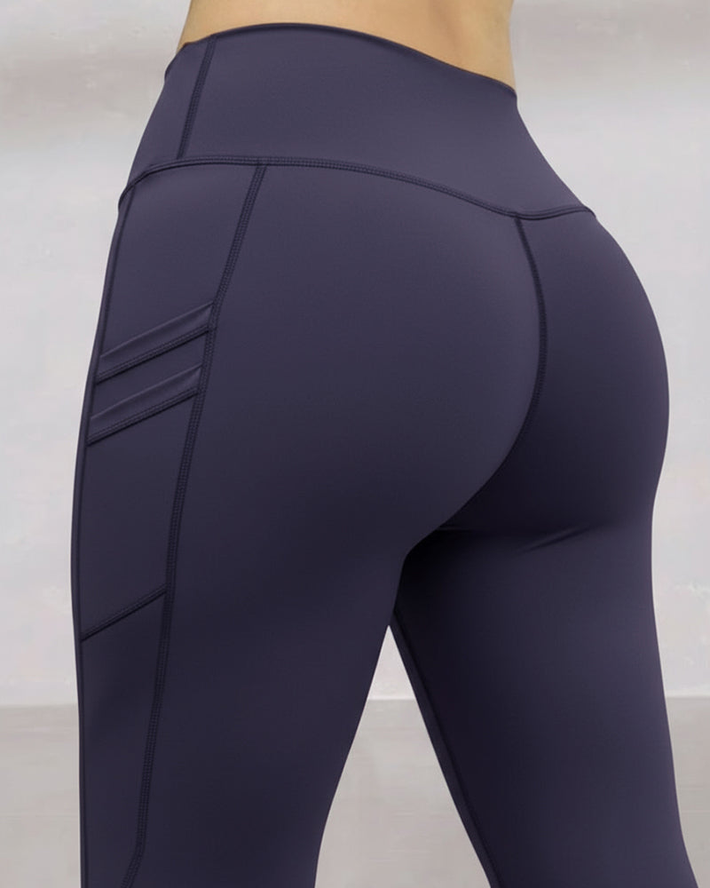 Winter Warme High-Waisted Sport-Leggings mit Bauch-weg-Effekt, Po-Lifting, ultraweich, thermogefüttert, Yoga-Hose, Damen-Sportbekleidung mit seitlichen Eingrifftaschen