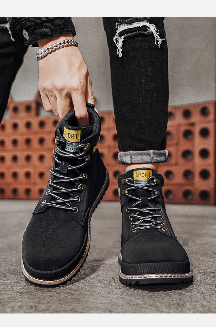 High-Top Retro Martin Boots for Men – Autumn Winter Workwear Style