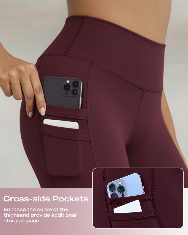 Winter Warme High-Waisted Sport-Leggings mit Bauch-weg-Effekt, Po-Lifting, ultraweich, thermogefüttert, Yoga-Hose, Damen-Sportbekleidung mit seitlichen Eingrifftaschen