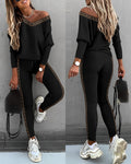 Geo Tape Patch Gigot Sleeve Top & Pants Set