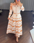 Blumenkleid mit Umlegekragen, Puffärmeln, Gürtel und Innenfutter, lässiges Hemdblusenkleid für den Urlaub