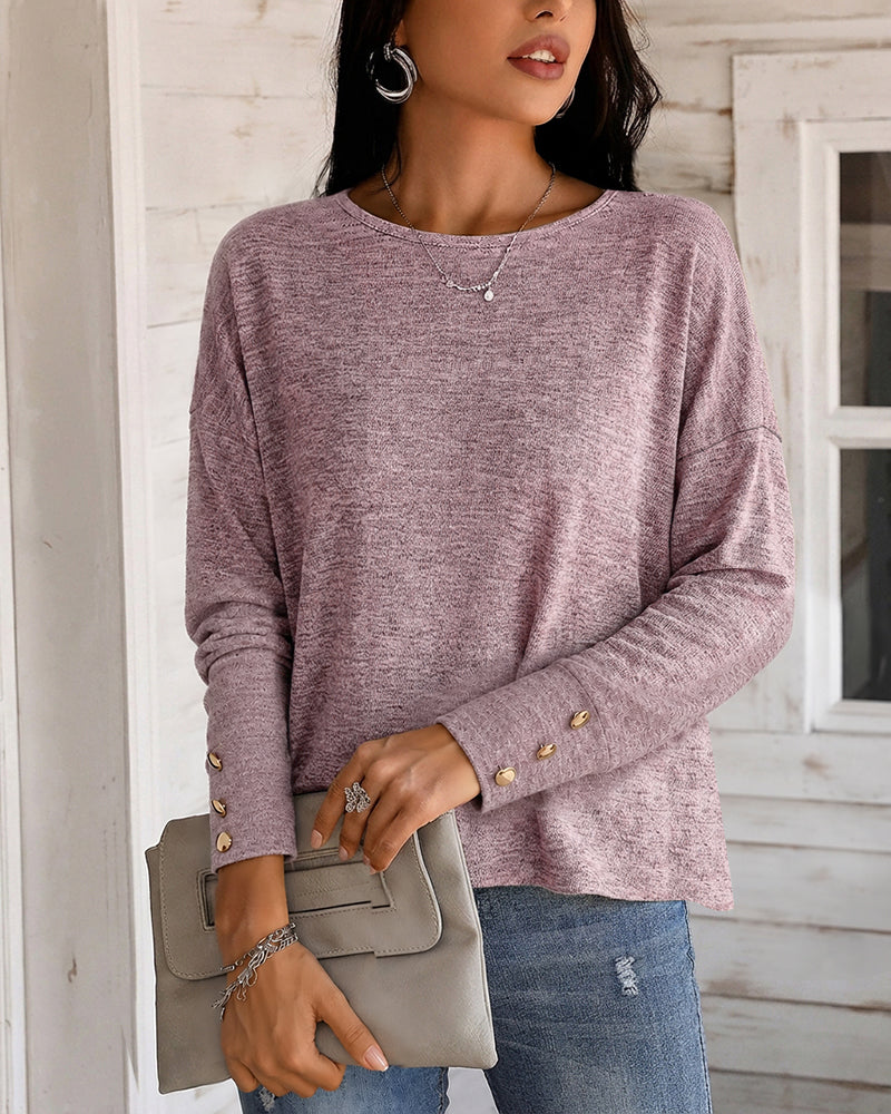 Women's Backless Twist Tie Back Drop Shoulder Top Casual Long Sleeve Loose Fit Tee