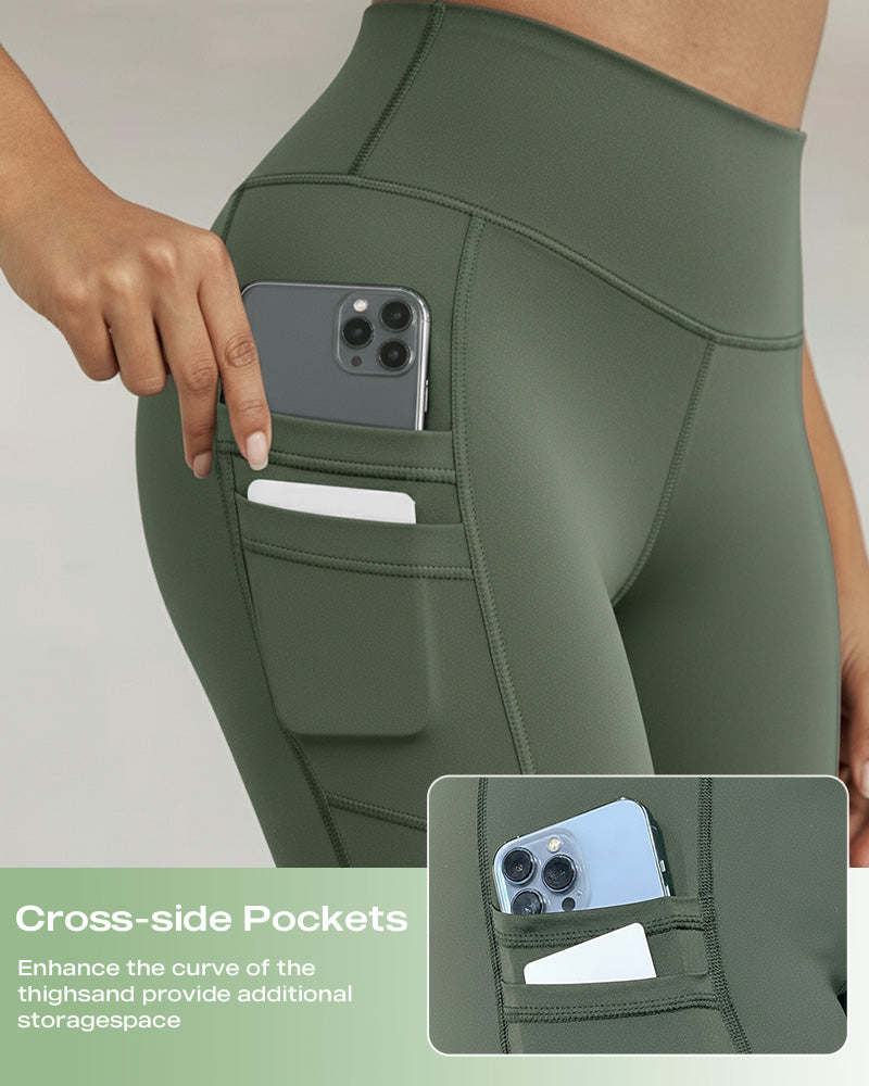 Winter Warme High-Waisted Sport-Leggings mit Bauch-weg-Effekt, Po-Lifting, ultraweich, thermogefüttert, Yoga-Hose, Damen-Sportbekleidung mit seitlichen Eingrifftaschen