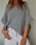 Solid Batwing Sleeve Hollow Out Crochet Pattern Top Casual Cover Up