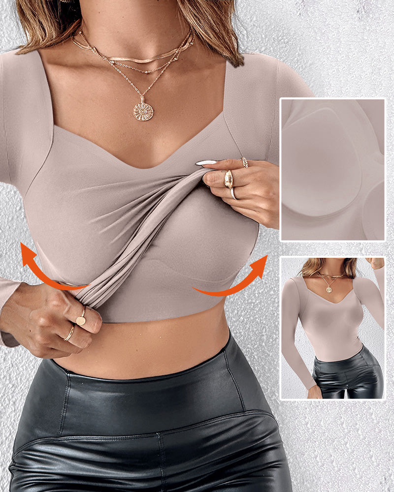 ChicMe ContourX V Neck Shapewear Seamless Tank High Strechy Long Sleeve Slim Fit Tops