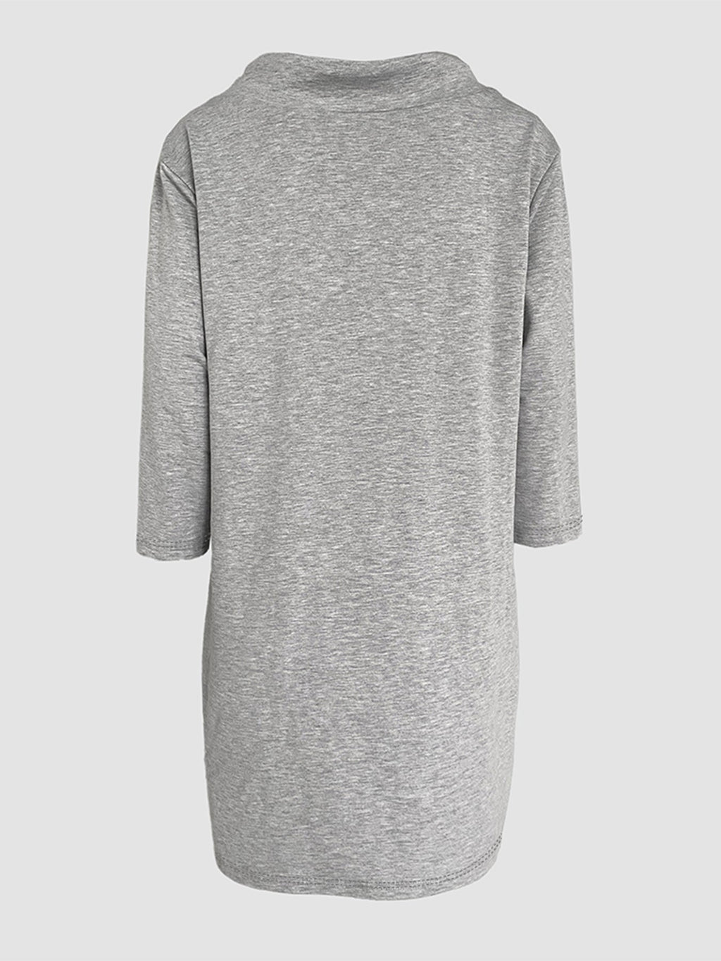 Stand Collar Drawstring Three Quarters Sleeve Casual Sweatshirt Dress