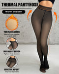 Women's Fleece Lined Tights Fake Translucent Warm Pantyhose High Waist Elastic Thermal Winter Stockings