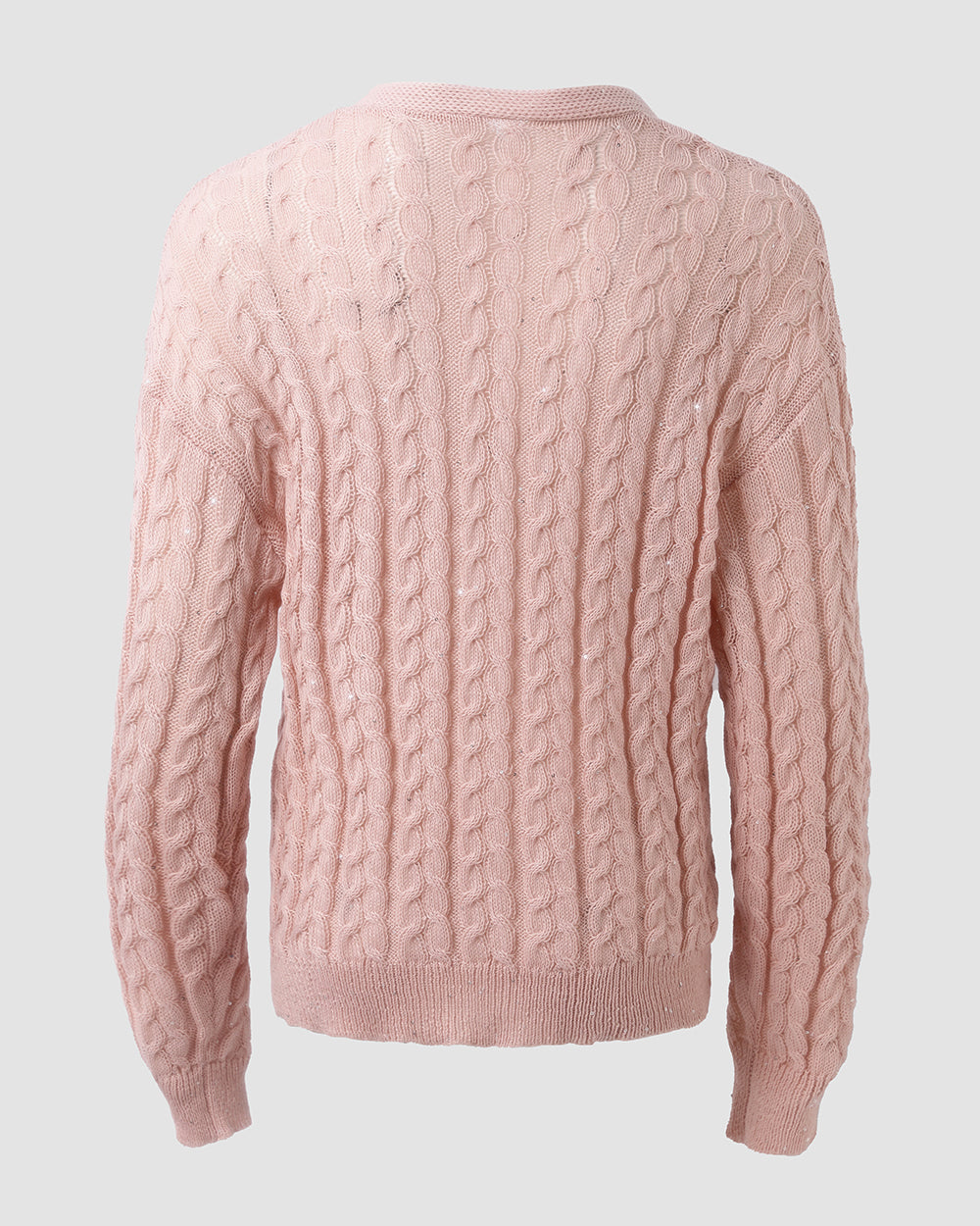 Women's Sequin Cable Knit Cardigan V Neck Button Down Slim Fit Long Sleeve Sweater