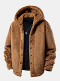 Teddy Fleece Button Up Hooded Coat