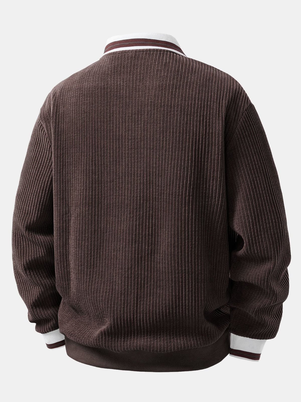 Contrast Trim Johnny Collar Polo Sweatshirt