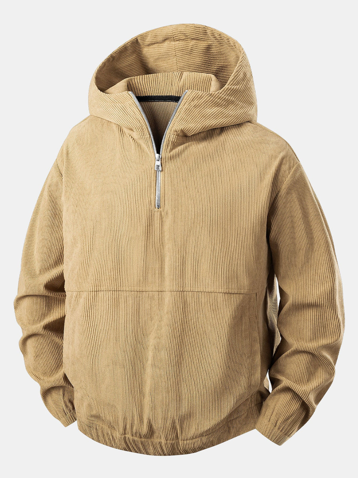 Relax Fit Quarter-Zip Corduroy Hoodie