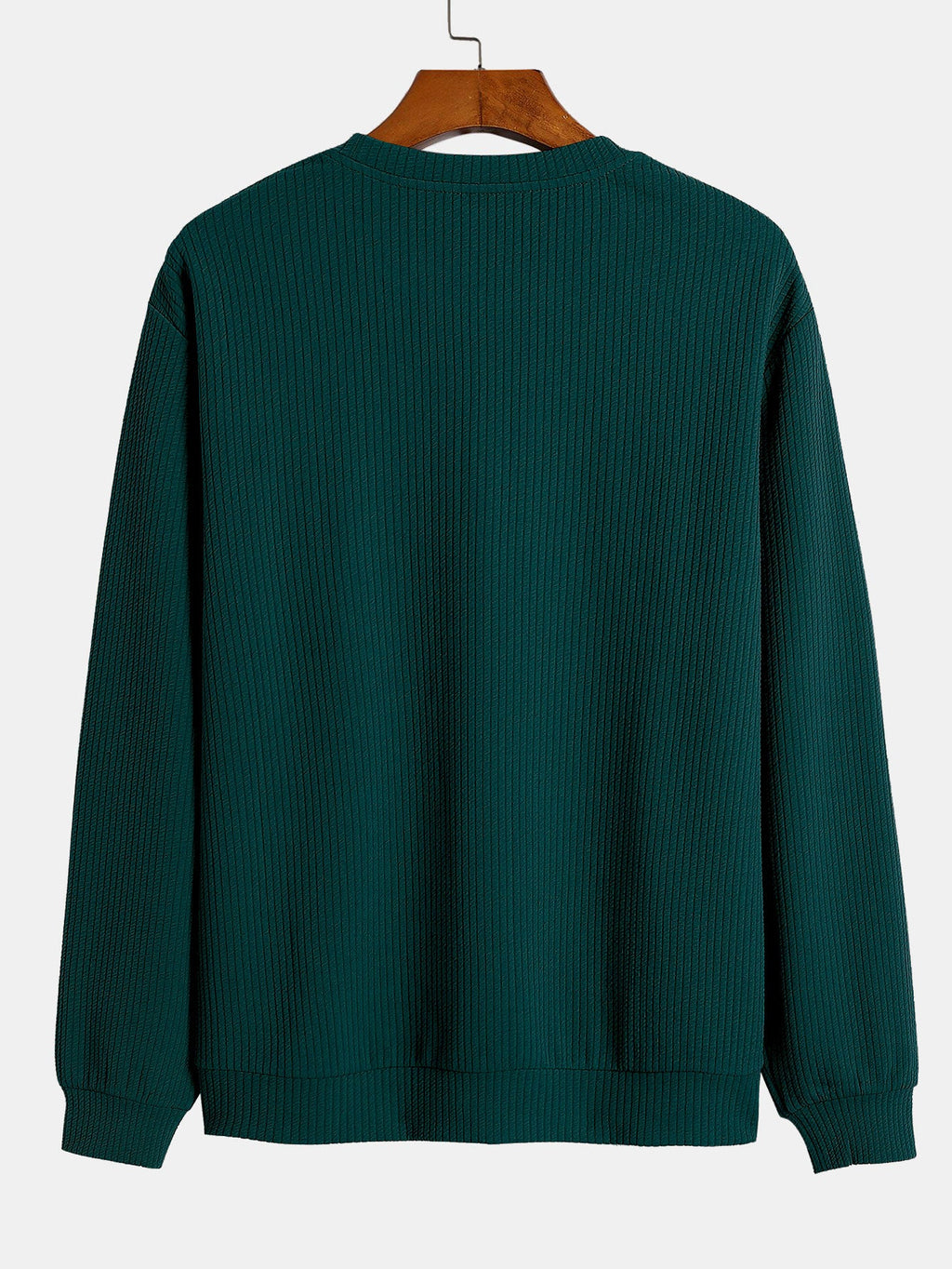 Ribbed Textured Crew Neck Sweatshirt