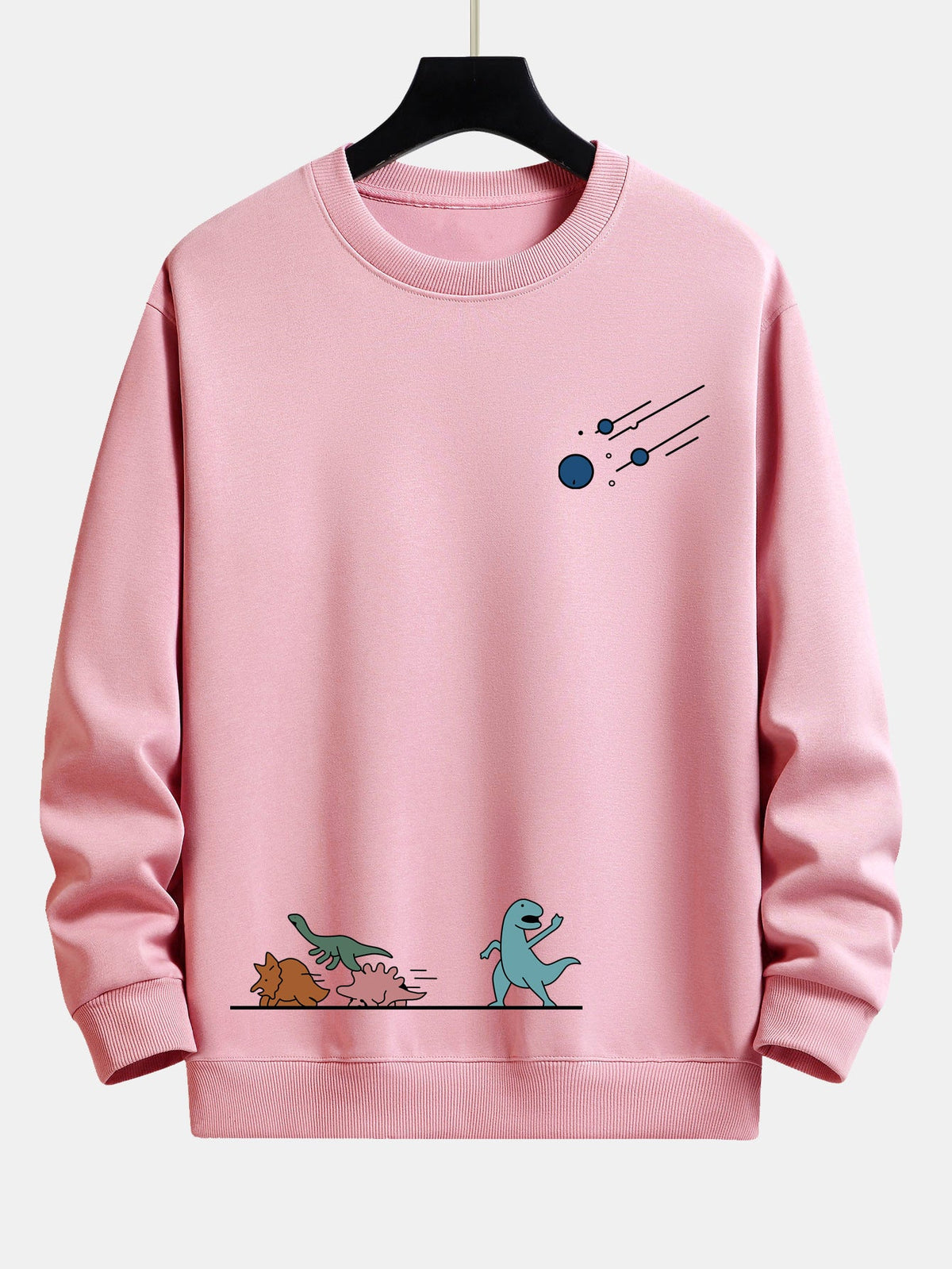 Dinosaurs Avoid Meteorites Print Relax Fit Sweatshirt
