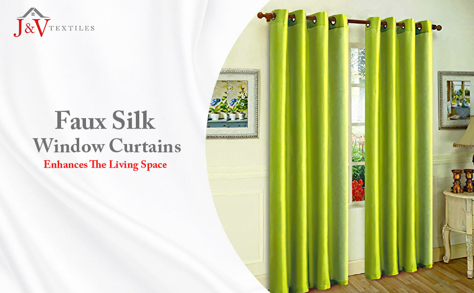 J&V TEXTILES 2 Panels Solid Grommet Faux Silk Window Curtain Drapes Treatment in 84" Length