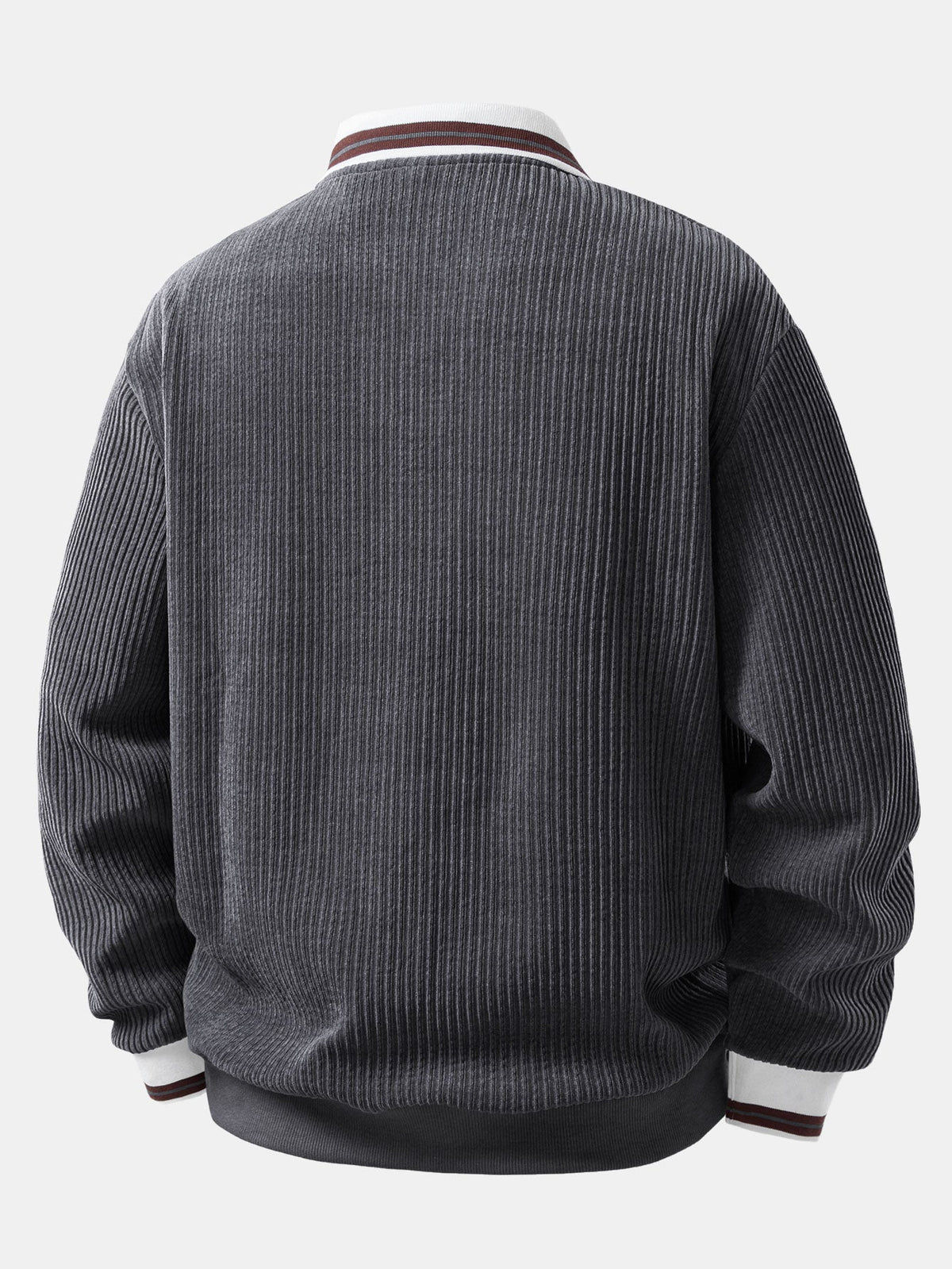 Contrast Trim Johnny Collar Polo Sweatshirt