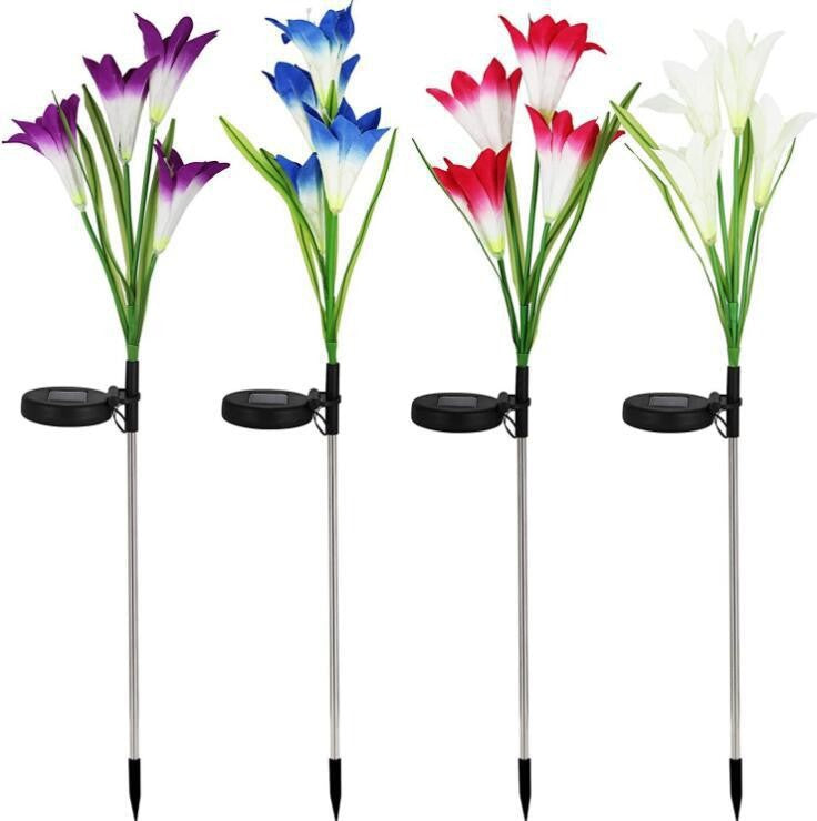 4-Pack Solar Powered Garden Flowers with Lights - Waterproof, Easy Install, No Wiring Needed