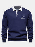 New York Print Contrast Polo Collar Sweatshirt
