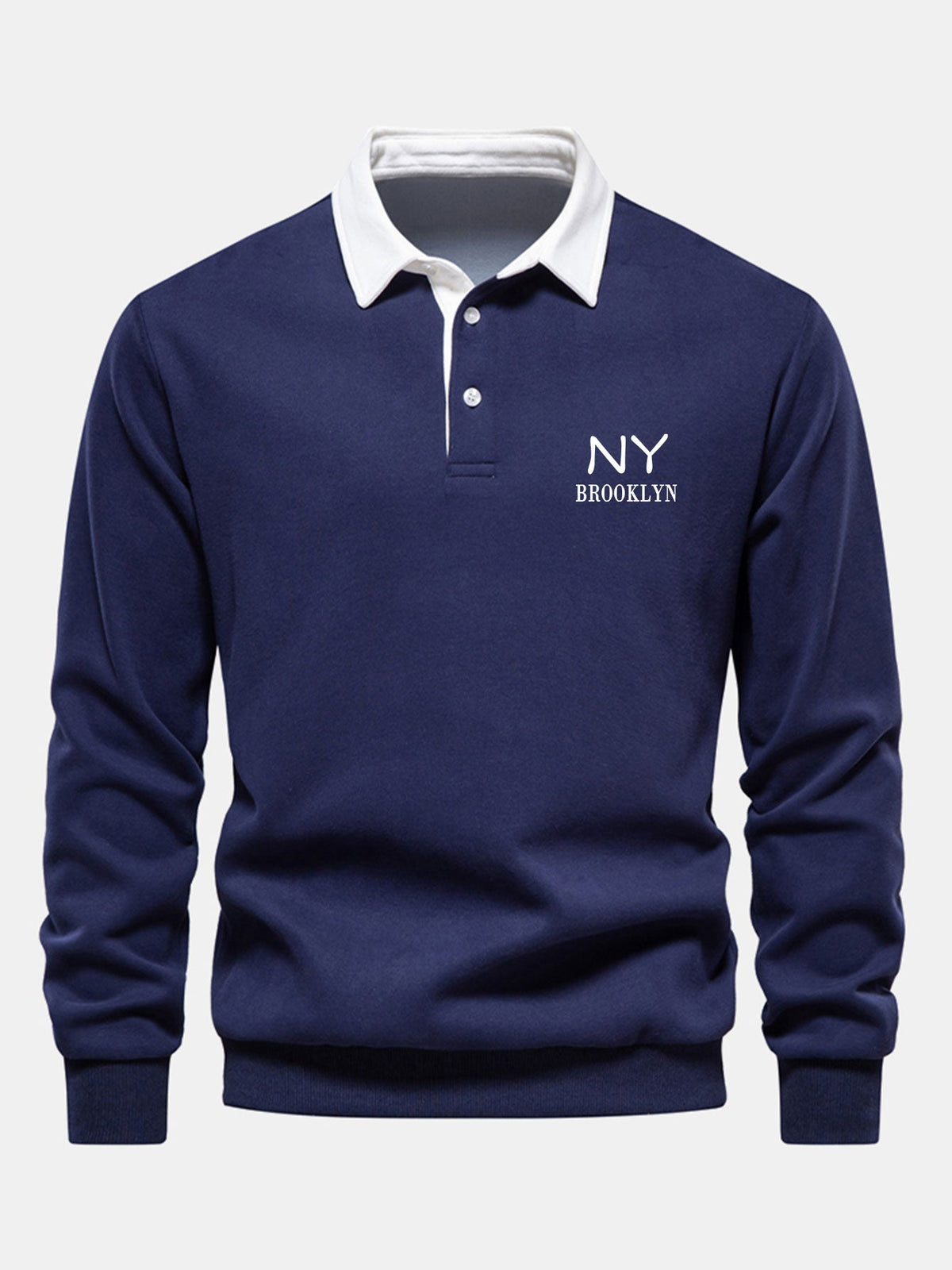 New York Print Contrast Polo Collar Sweatshirt