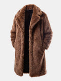Faux Fur Notch Lapel Overcoat