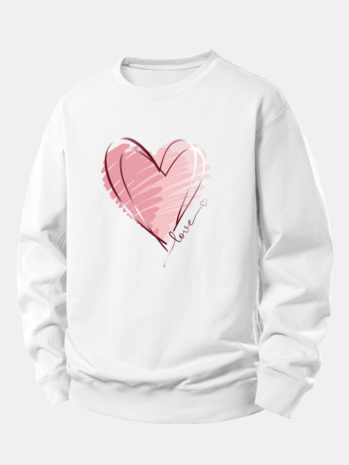 Doodle Heart Print Relax Fit Sweatshirt