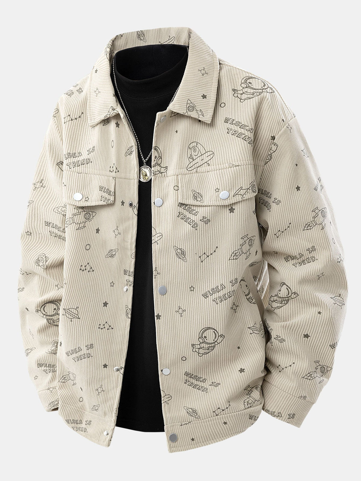 Astronaut Print Pocket Corduroy Jacket
