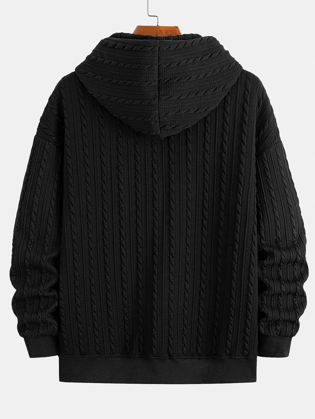 Relax Fit Twist-Jacquard-Kapuzenjacke mit Reißverschluss